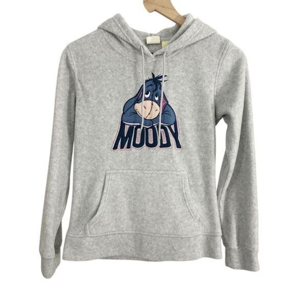 Disney Fleece Eeyore Moody Hoodie Sweatshirt Top Gray Size Small